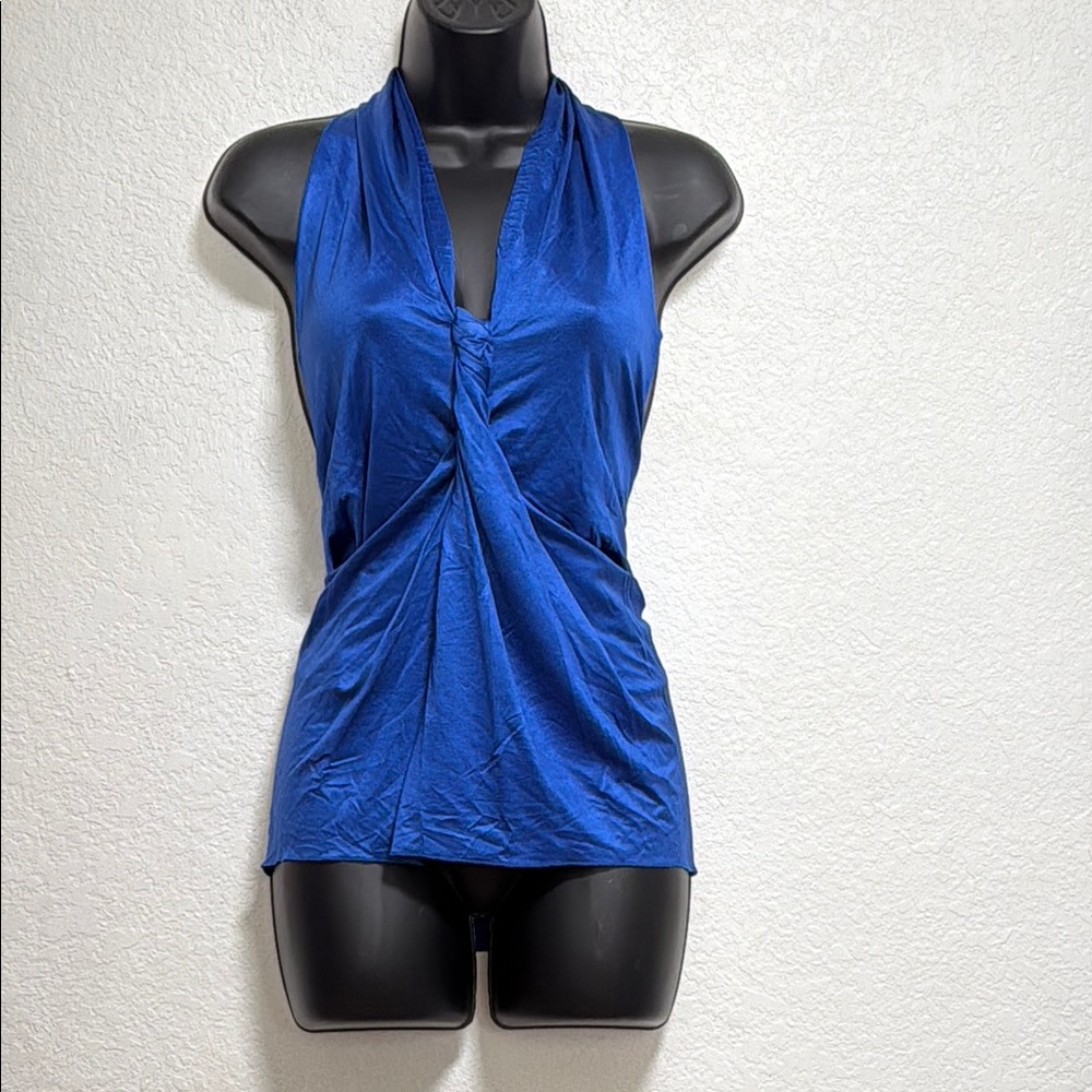 Black Halo Cobalt Blue Draped Halter Top Size S